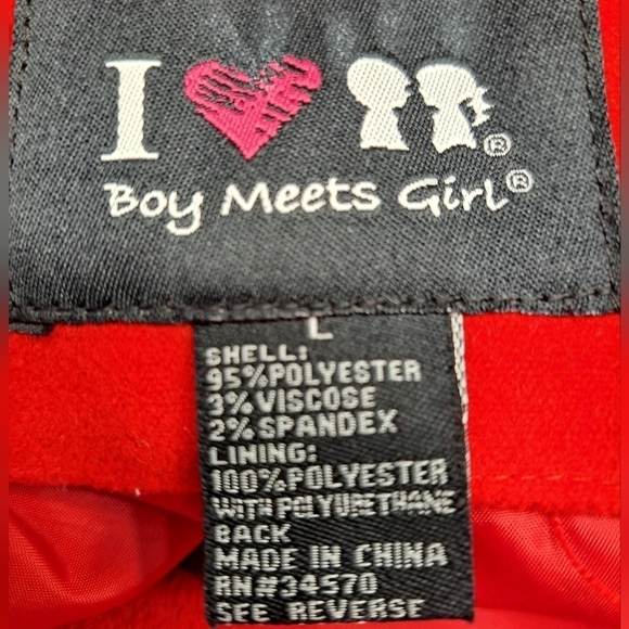 Boy Meets Girl Red Hooded Jacket  Size L - Picture 9 of 9